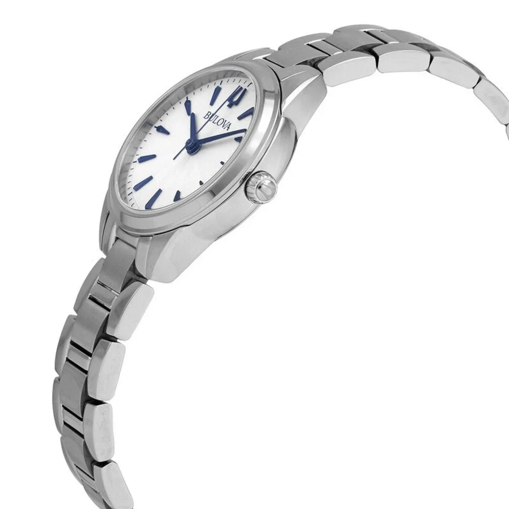 BULOVA SUTTON 96L285 WHITE DIAL SILVER BRACELET QUARTZ 28MM WOMENS WATCH